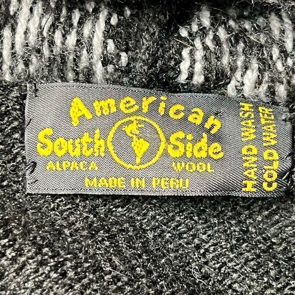 American South Side SKI Winter Sweater Alpaca Wool Crew Black Hoodie Womens L/XL - Picture 5 of 5